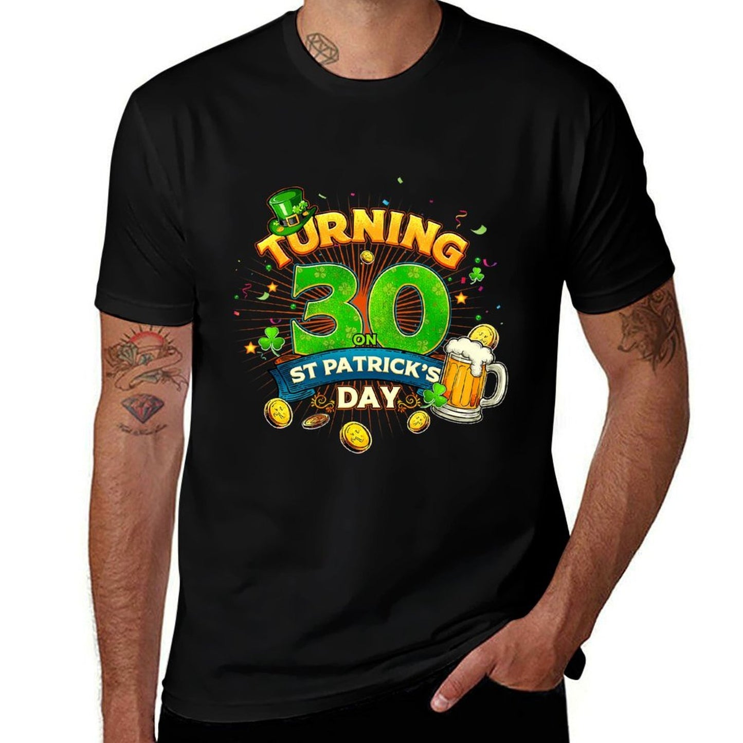 Turning 30 on St. Patrick’s Day 30th Birthday Shenanigans Premium  Tagless Design T-Shirt