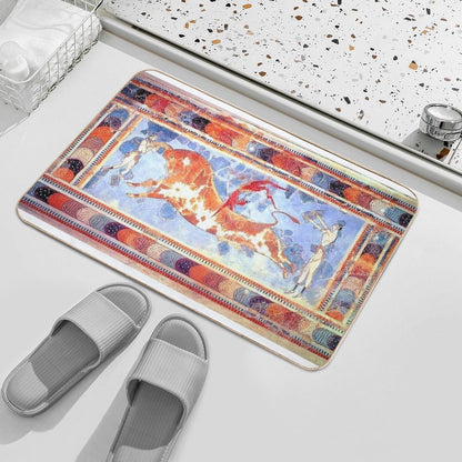 Minoan Bull Leaping Fresco  Repositionable Bath Mat