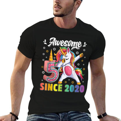 Birthday Girl Shirt 5 Years Old Unicorn 5th Bday Girls Party  Durable T-Shirt