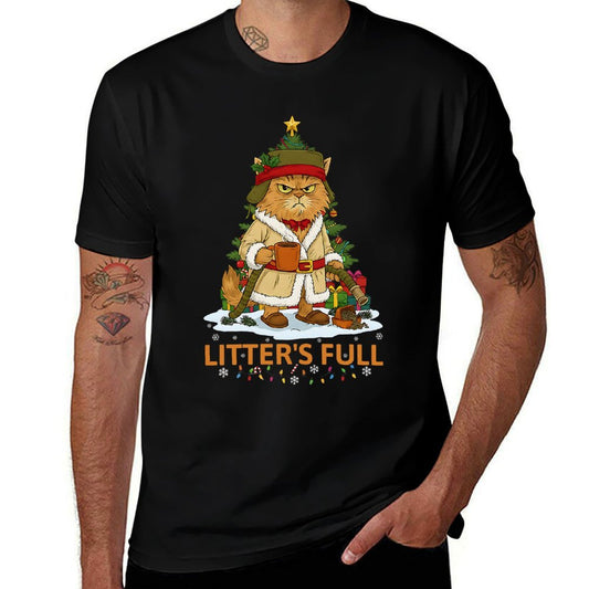 Litter’s Full Funny Cat Parody Lovers Christmas Tree Xmas Premium Tri-Blend  Slim-fit Cut T-Shirt