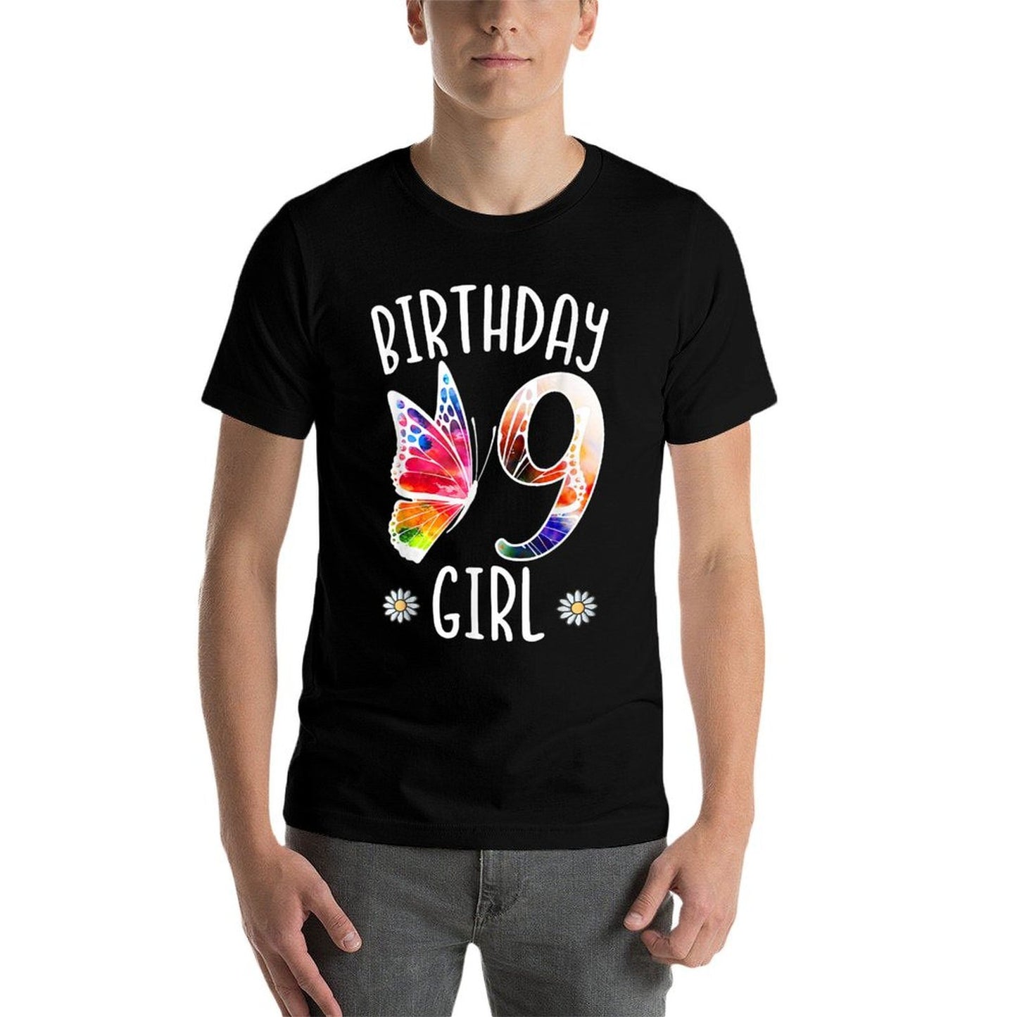 9th Birthday Girl Butterflies 9 Years Old Girls Butterfly  Versatile T-Shirt