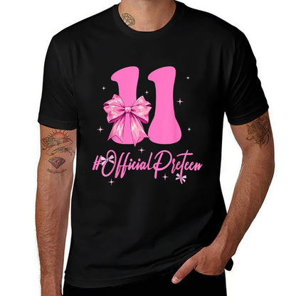 11 Year Old Official Pre-teen 11th Birthday Coquette Girl  Cotton T-Shirt