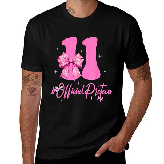 11 Year Old Official Pre-teen 11th Birthday Coquette Girl  Cotton T-Shirt
