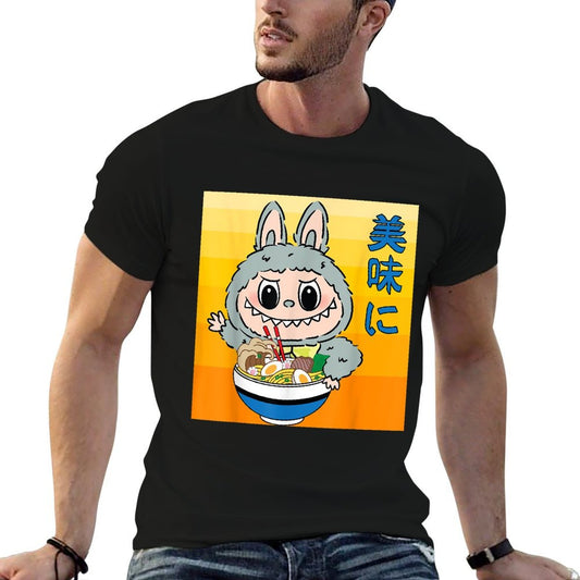 Funny Labubu Eating Ramen Japanese Monster Lover Birthday  Vintage-inspired T-Shirt