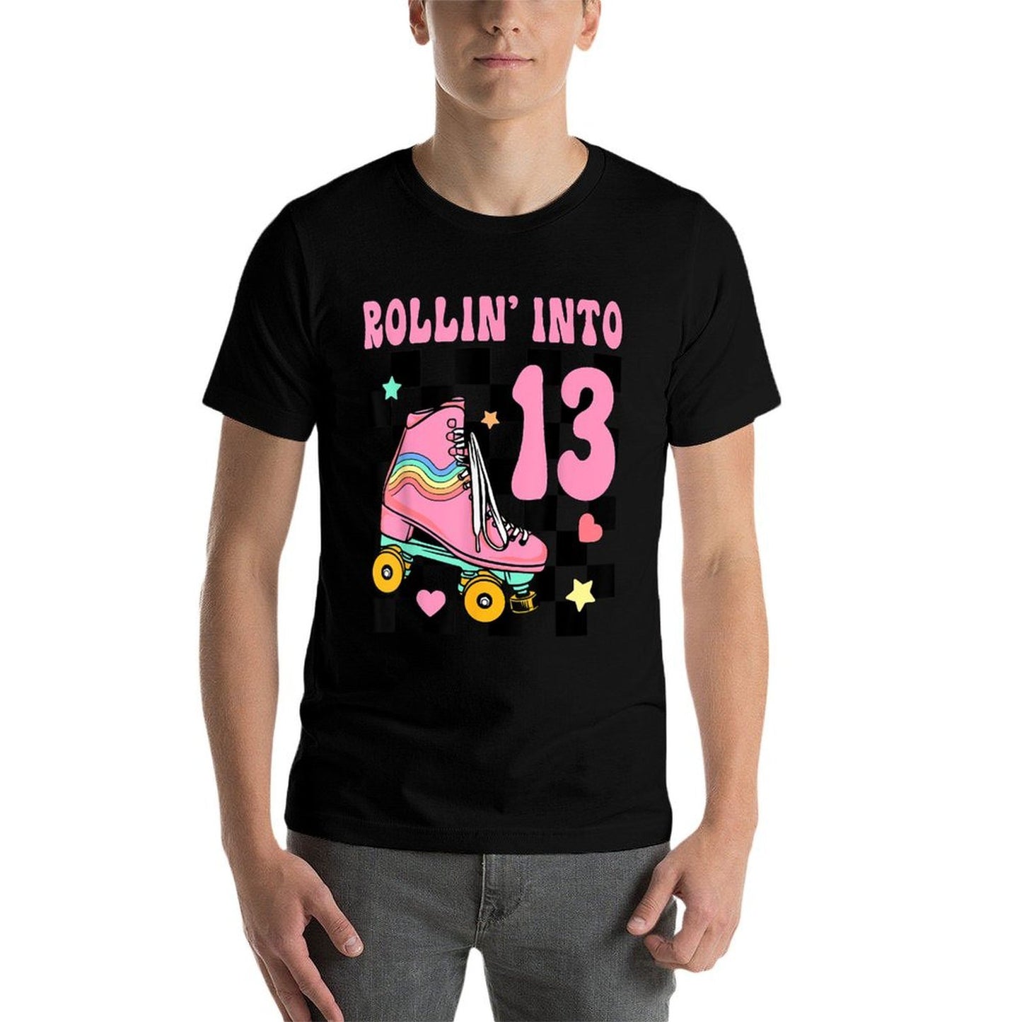 Rolling Into 13 Years Old Roller Skating Girl 13th Birthday  Stretchy T-Shirt