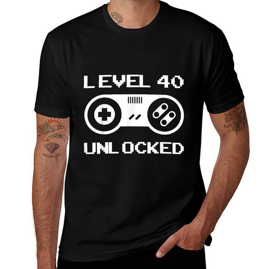 40th Birthday Gifts - Level 40 Unlocked  Polyester Blend T-Shirt