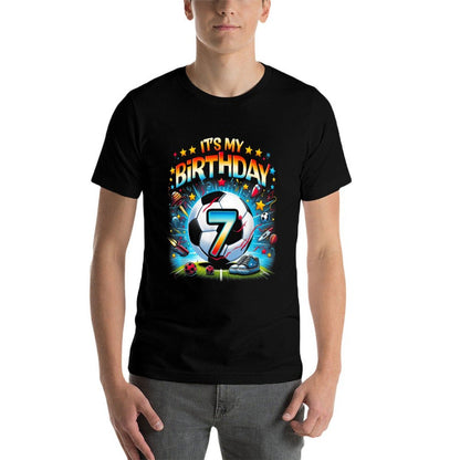 Kids It's My 7th Birthday Boys Soccer Football 7 Years Old  Stretchy T-Shirt