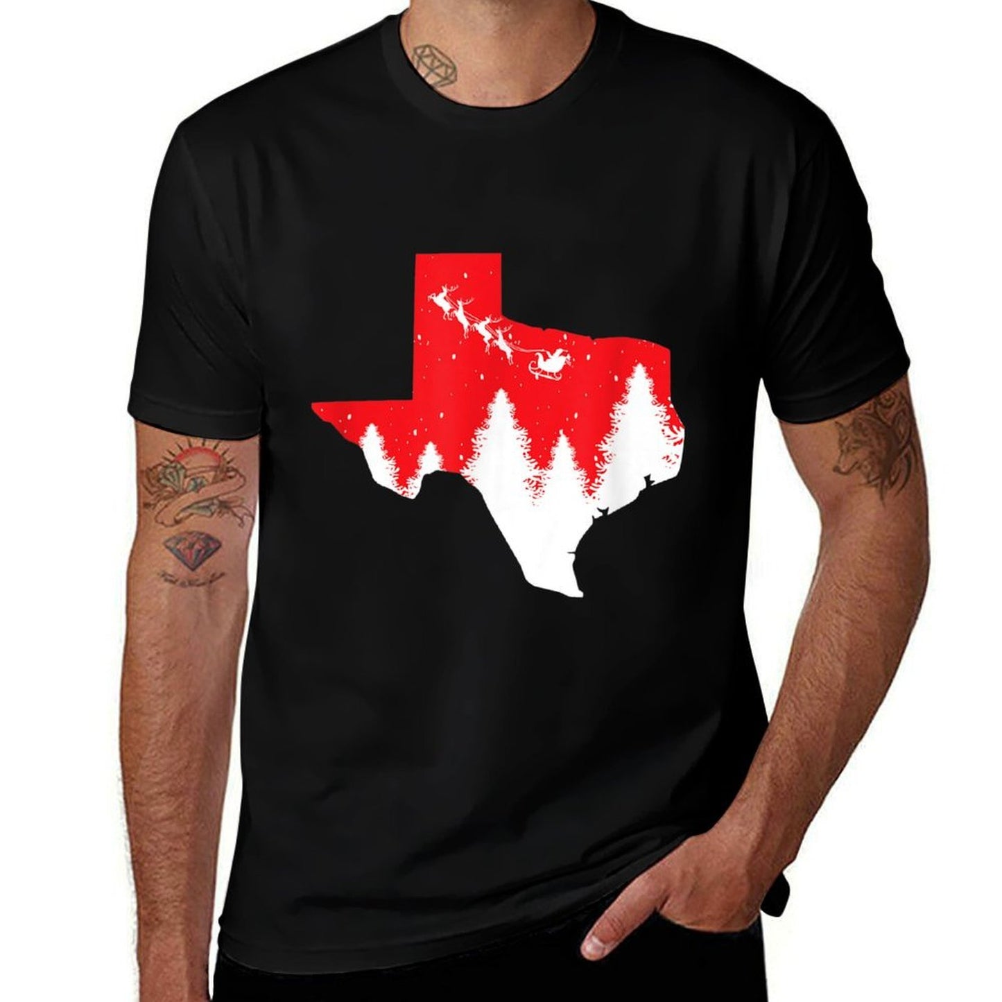 Texas Matching Family Christmass Pajamas Top  Slim-fit Cut T-Shirt