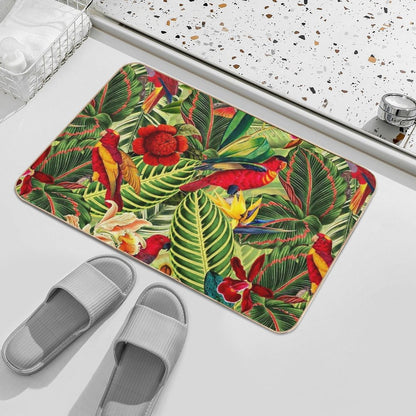 Vintage Tropical Bird Jungle Botanical Night Botanical Garden Nightgarden  Multi-Purpose Bath Mat
