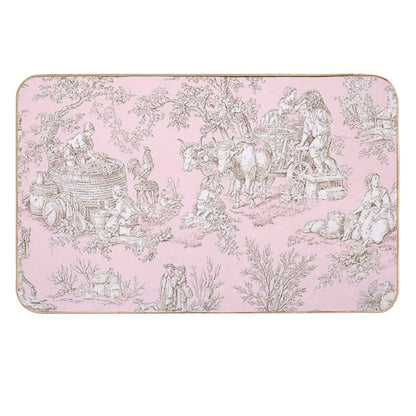French Country Pink Toile  Anti-Trip Bath Mat