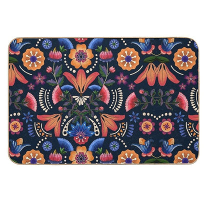 Mexican Ethnic Flower Pattern  Multi-Purpose Bath Mat