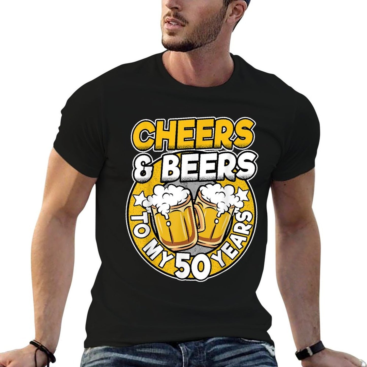Cheers And Beers To My 50 Years Beer Men 50th Birthday  Lightweight T-Shirt