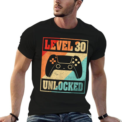 Level 30 Unlocked Video Gamer 30th Birthday Gifts  High-quality Stitching T-Shirt