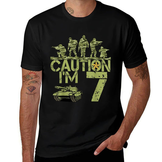 7th Birthday Military I'm 7 Year Old Soldier Camo 7 Birthday  Fade-proof Color T-Shirt