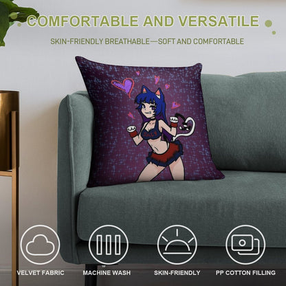 Cat Girl Soft Reinforced Edging Throw Pillow