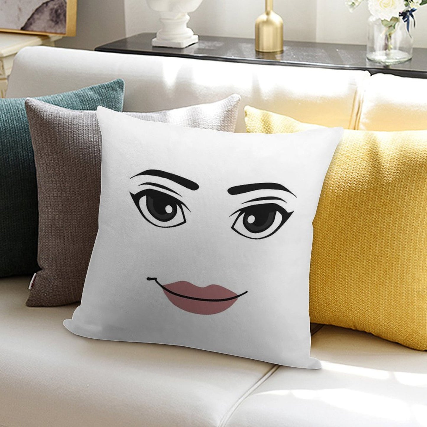 The Woman Face Soft Durable Construction Throw Pillow