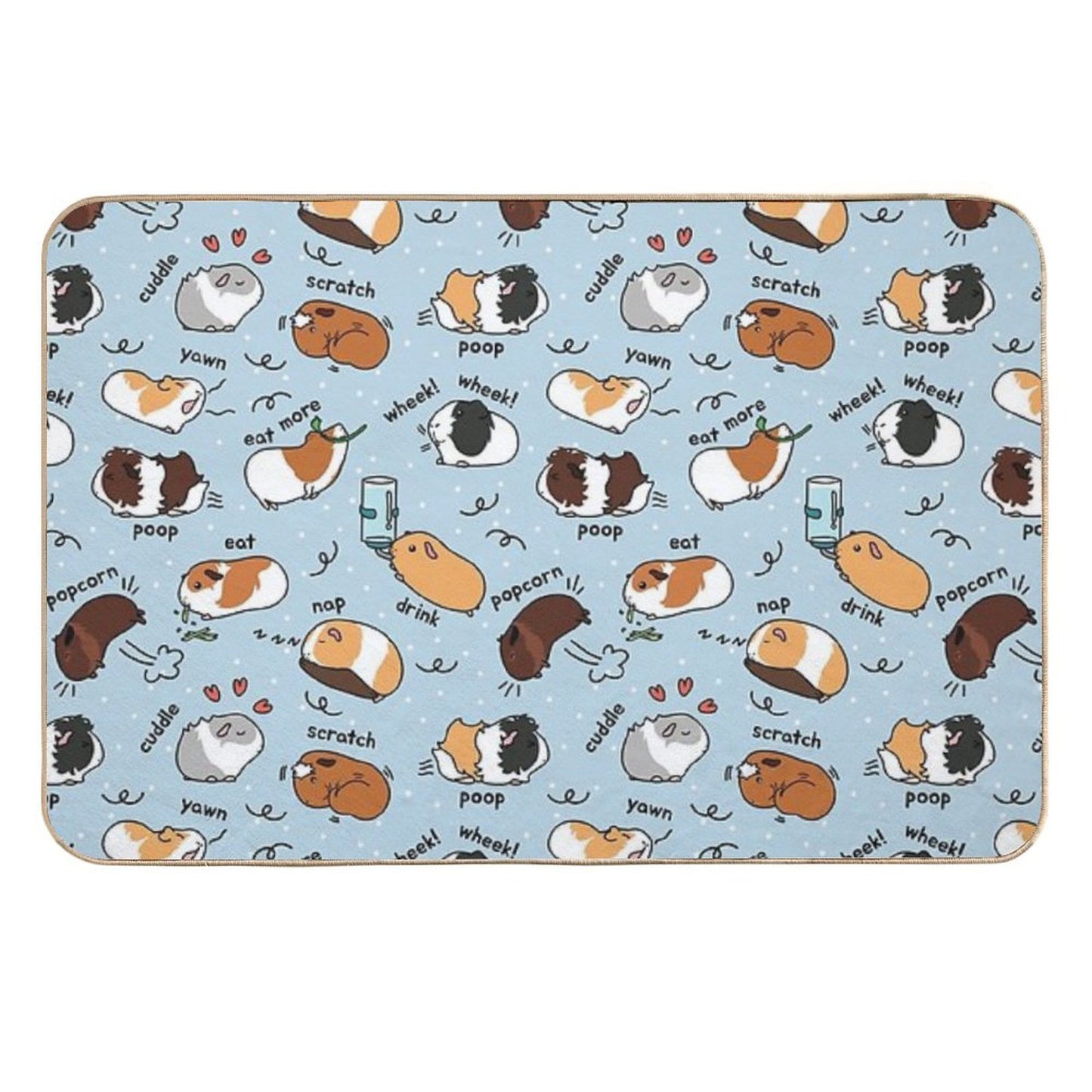 Guinea Pig Daily To-Do List - Blue Background  Easy Maintenance Bath Mat