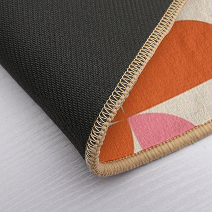 Minimalist Geometric  Mid Century Modern Abstract Half Circles Pattern in Pink And Orange Durable Bath Mat