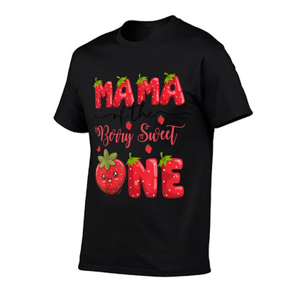 Mama Of The Berry Sweet One Strawberry First Birthday  Cotton T-Shirt