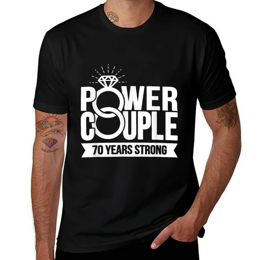 Married 70 Years - Power Couple - 70th Wedding Anniversary  Heathered Texture T-Shirt