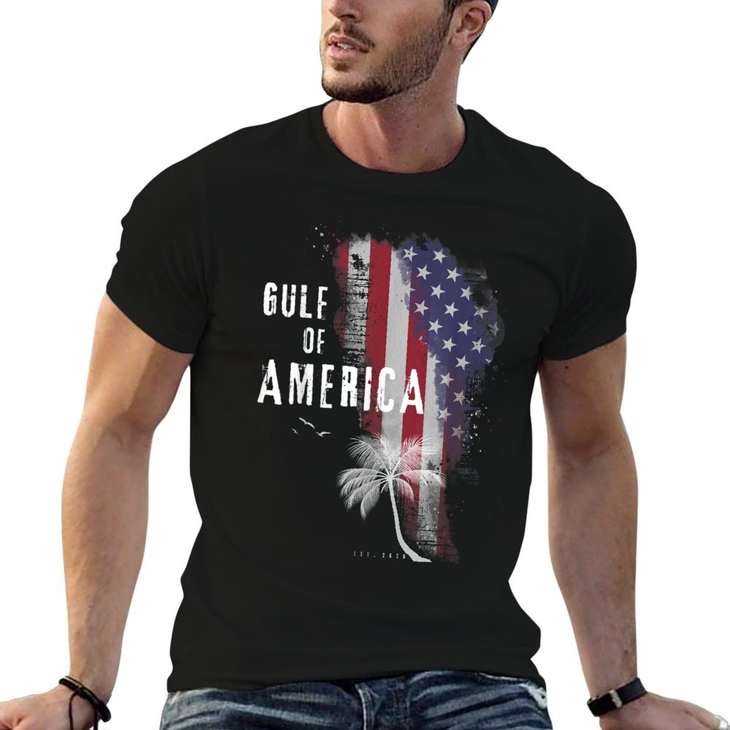 Gulf of USA Vintage Flag America 2025 Men Women Comfortable T-Shirt