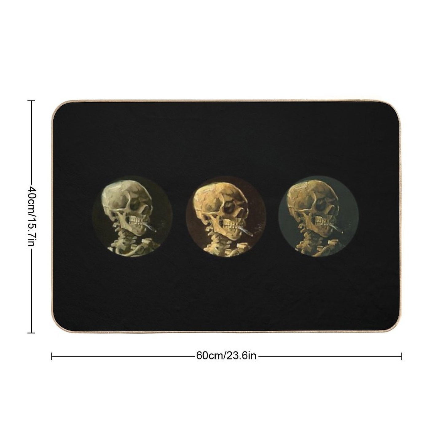 Head of A Skeleton with A Burning Cigarette Vincent Van Gogh  Repositionable Bath Mat