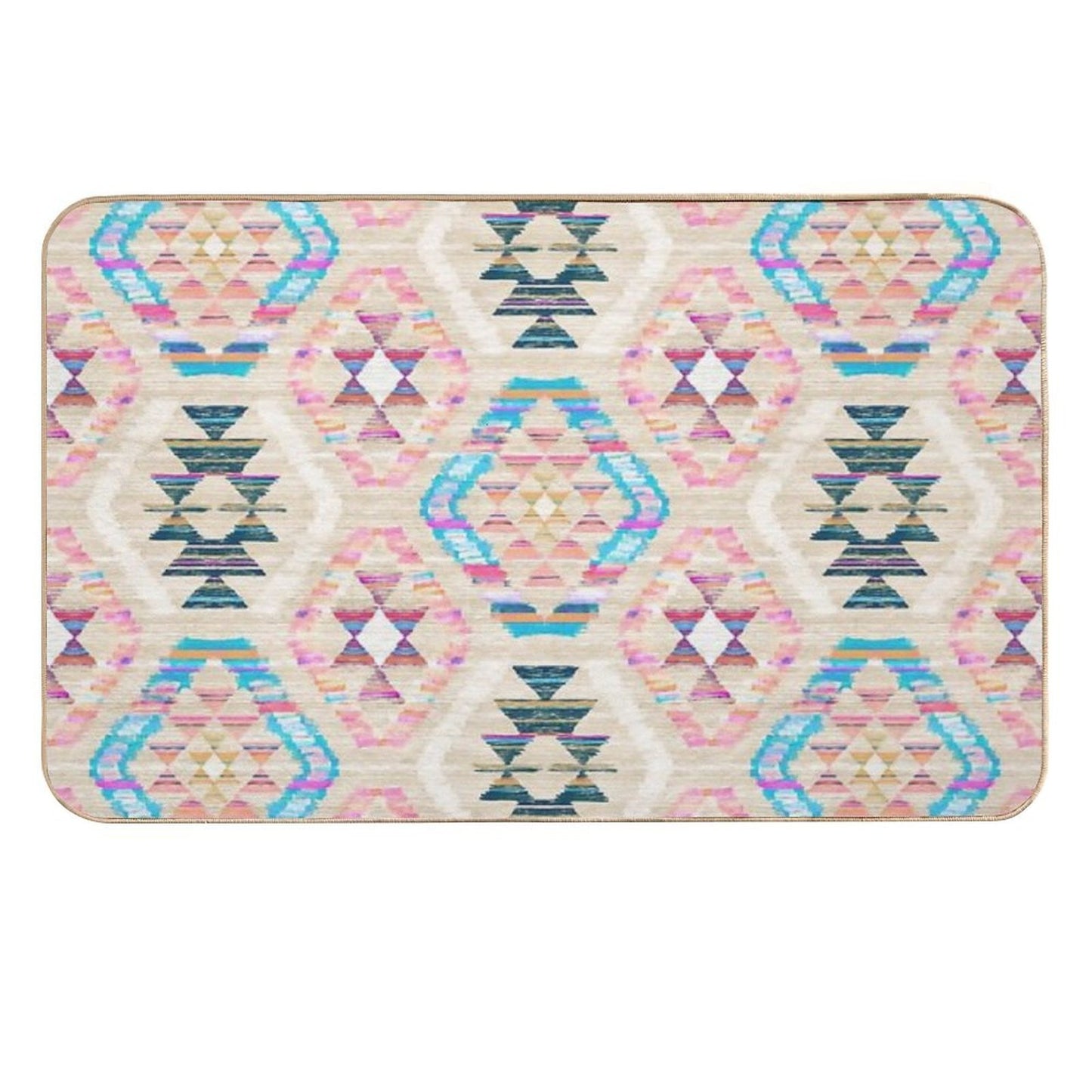 Woven Textured Pastel Kilim Pattern  Anti-Trip Bath Mat