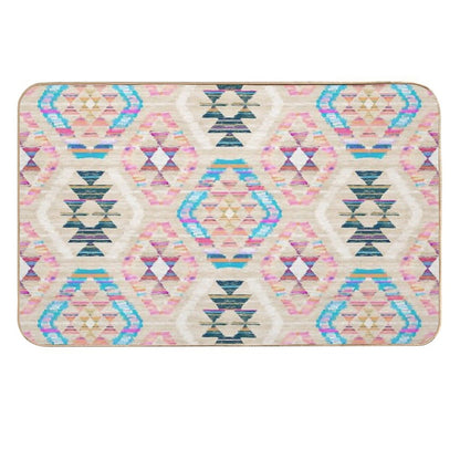 Woven Textured Pastel Kilim Pattern  Anti-Trip Bath Mat