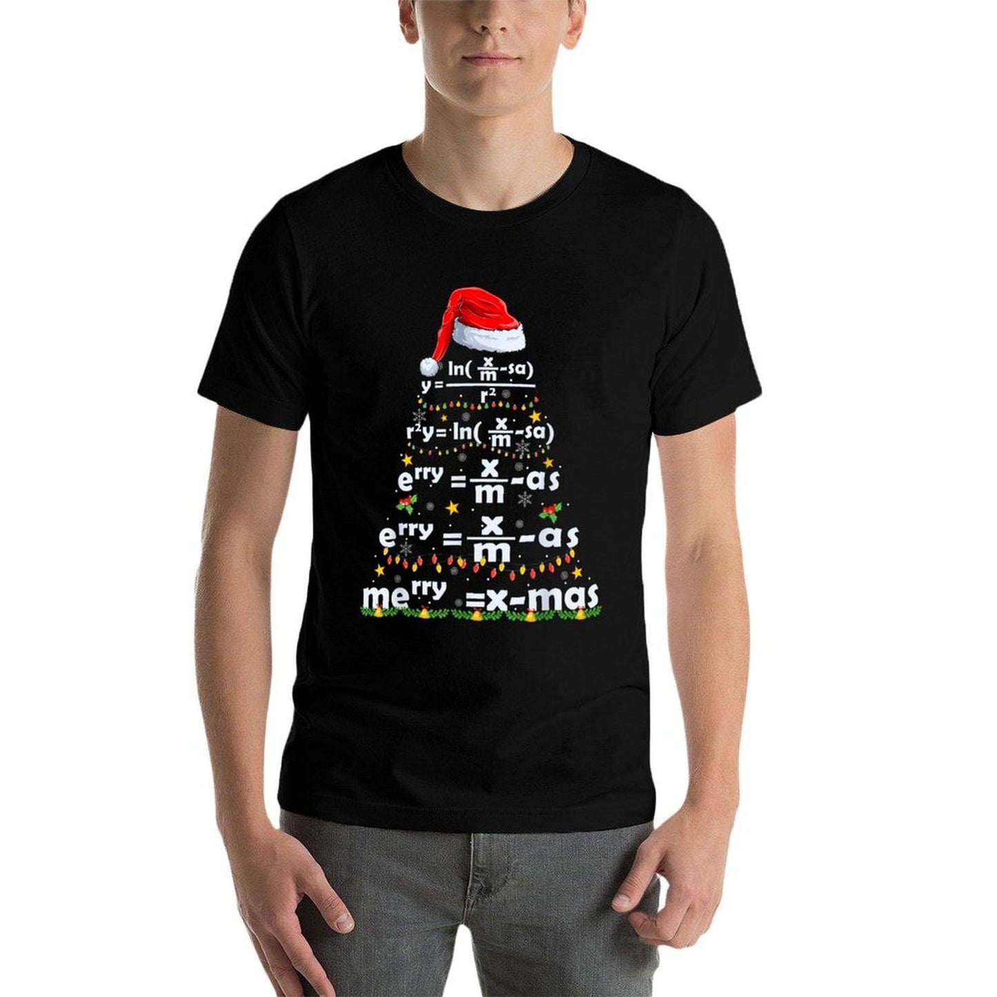 Math Equation Merry X-mas Funny Math Teacher Christmas Humor Men Women Kids  Polyester Blend T-Shirt