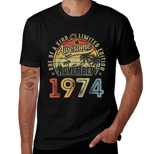 50 Years Old Vintage November 1974 Retro 50th Birthday Men  Moisture-wicking T-Shirt