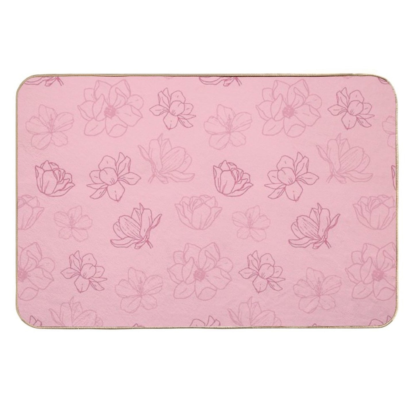 Pink Flowers Floral Minimalist Pattern  Easy To Clean Bath Mat