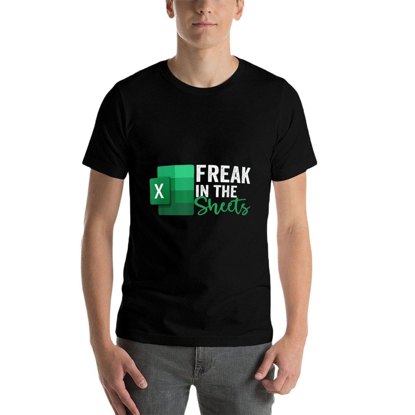 Freak In The Sheets, Accountant Funny Spreadsheet Excel  Ribbed Collar T-Shirt