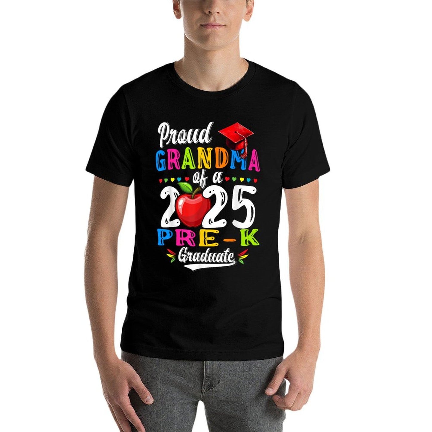 Proud Grandma Of 2025 Pre-K Graduate Graduation Pre-K  Wrinkle-resistant T-Shirt