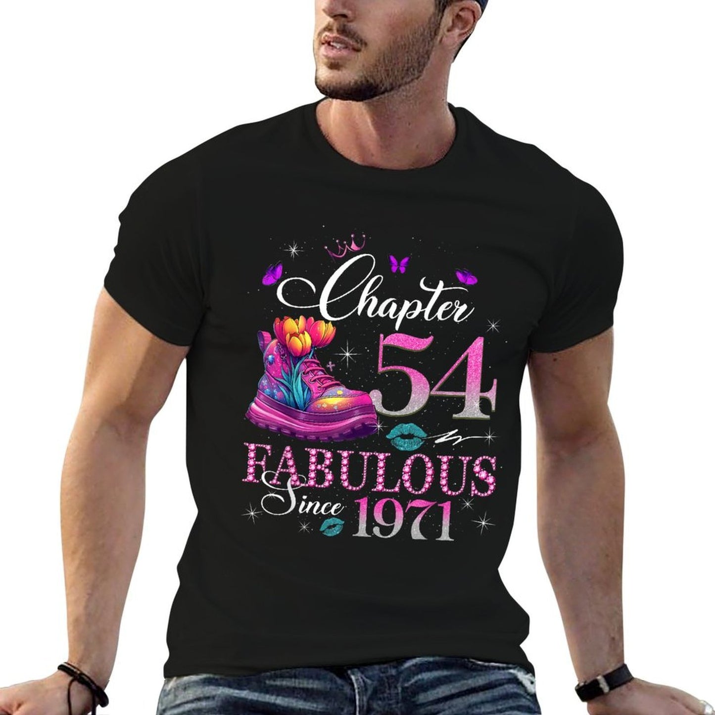 Chapter 54 Fabulous Since 1971 54th Birthday Queen Diamond  Rolled Sleeves T-Shirt