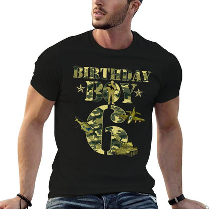 Kids 6th Birthday Military Themed Camo Boys 6 Yrs Old Soldier  Graphic-printed T-Shirt