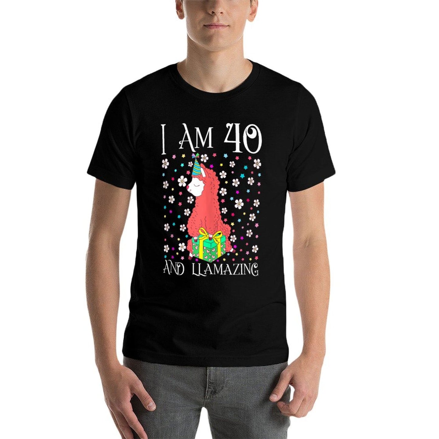 I'm 40 Llamazing Gift Alpaca Girl Llama Happy 40th Birthday  Oversized Silhouette T-Shirt