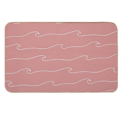 Waves & Lines - Pattern - Dusty Pink  Long-Lasting Bath Mat