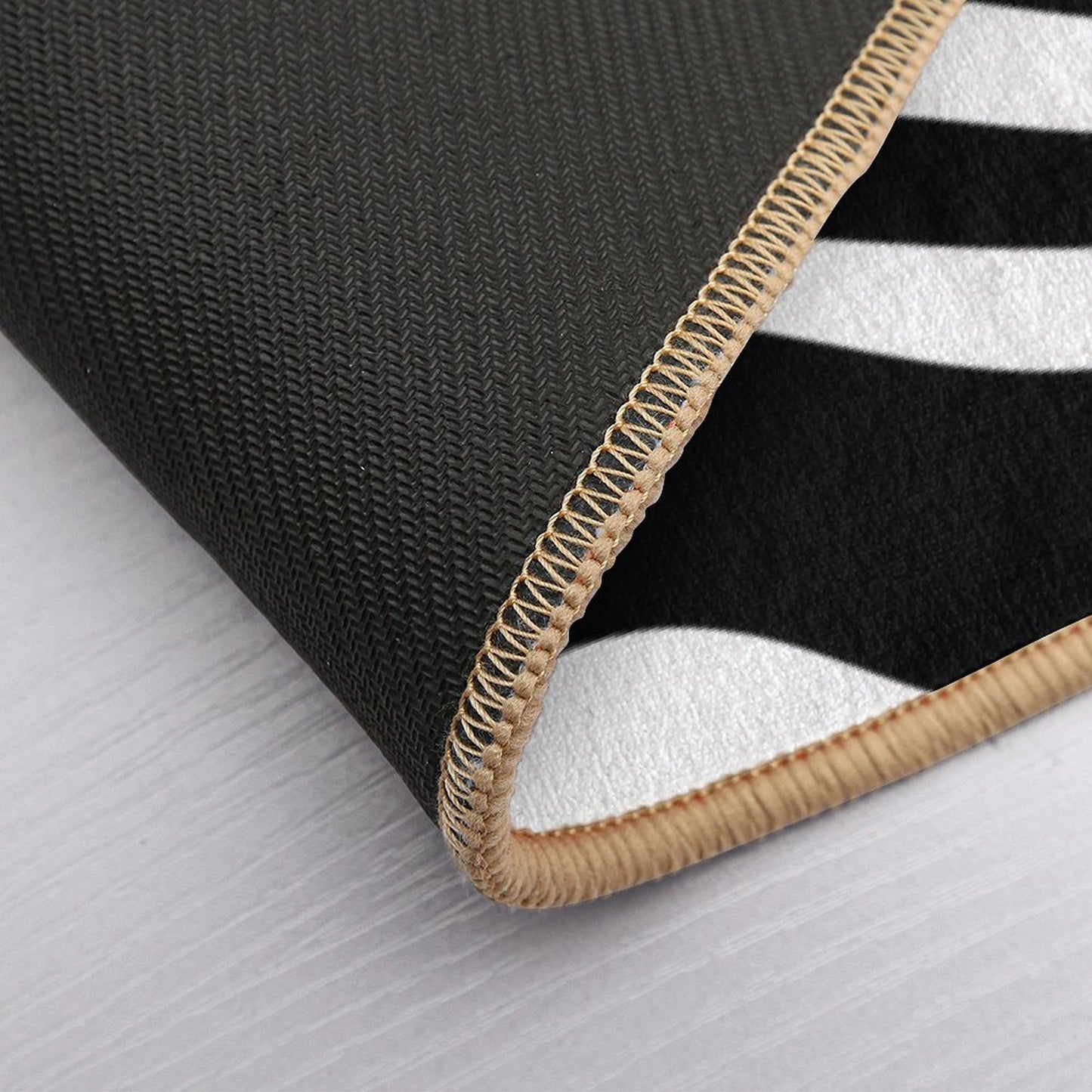 Retro Modern Liquid Swirl Abstract Pattern Square in Black And White  Easy Maintenance Bath Mat