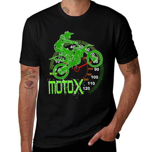 Dirt Bike Rider Silhouette (Neon Green) Men Women T  Odor-resistant T-Shirt