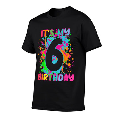6th Birthday Paint Splashes T-shirt Kids, Girls, Boys 6 Year  Quick-drying T-Shirt
