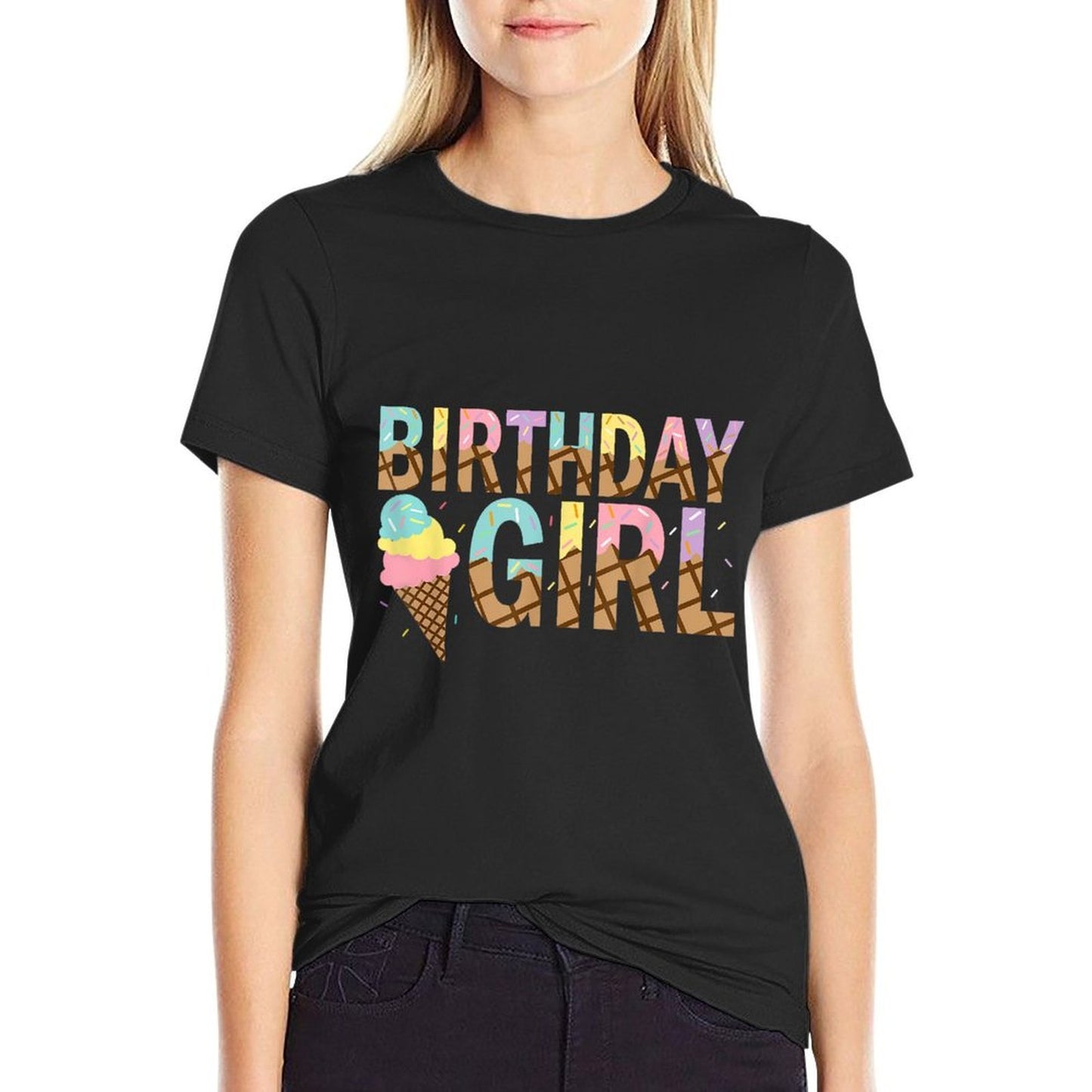 Birthday Girl Ice Cream Birthday Party Family Matching  Durable T-Shirt