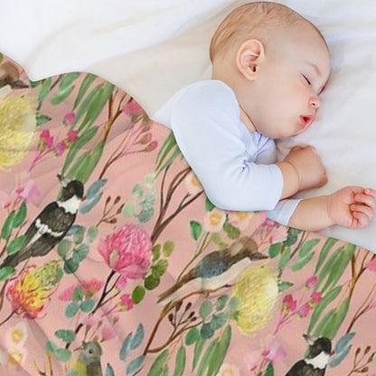 Australian Birds And Blooms Native Flora Chinoiserie Wrinkle-free Throw Blanket