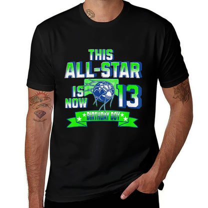 Kidsn All-Star Age13 Soccer Fanatic Fun 13-Year-Old Birthday  Oversized Silhouette T-Shirt