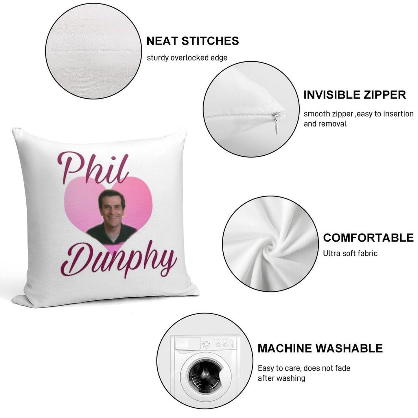 Modern Family Phil Dunphy Heart Meme Soft Home Decor Throw Pillow