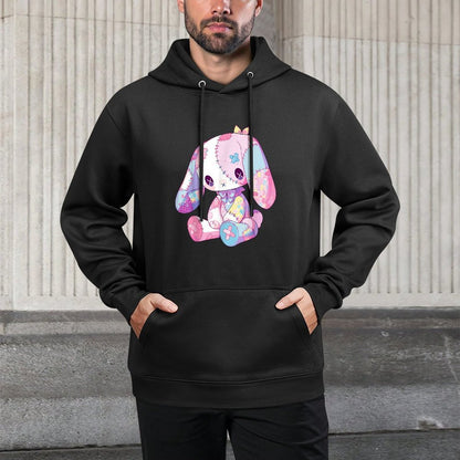 Kawaii Pastel Goth Creepy Cute Witchy Sad Zombie Pink Bunny Cotton-Polyester Blend Hoodie