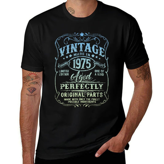 Vintage Born In 1975 Classic Original 50th Birthday  High-quality Stitching T-Shirt