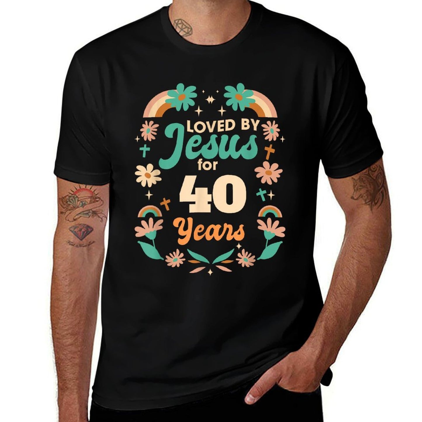 Loved By Jesus For 40 Years 40th Birthday Christian Theme  Durable T-Shirt