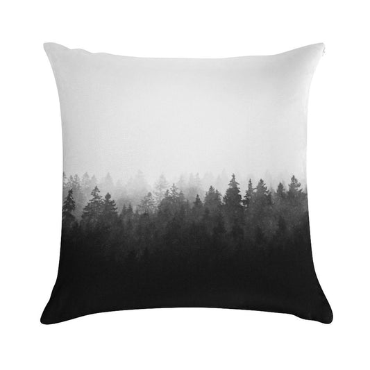 A Wilderness Somewhere  Misty Romantasy Fairytale Ghostwood Forest With Cascadia Trees Covered In Magic Light And Fog Soft Shrink-Resistant Throw Pillow