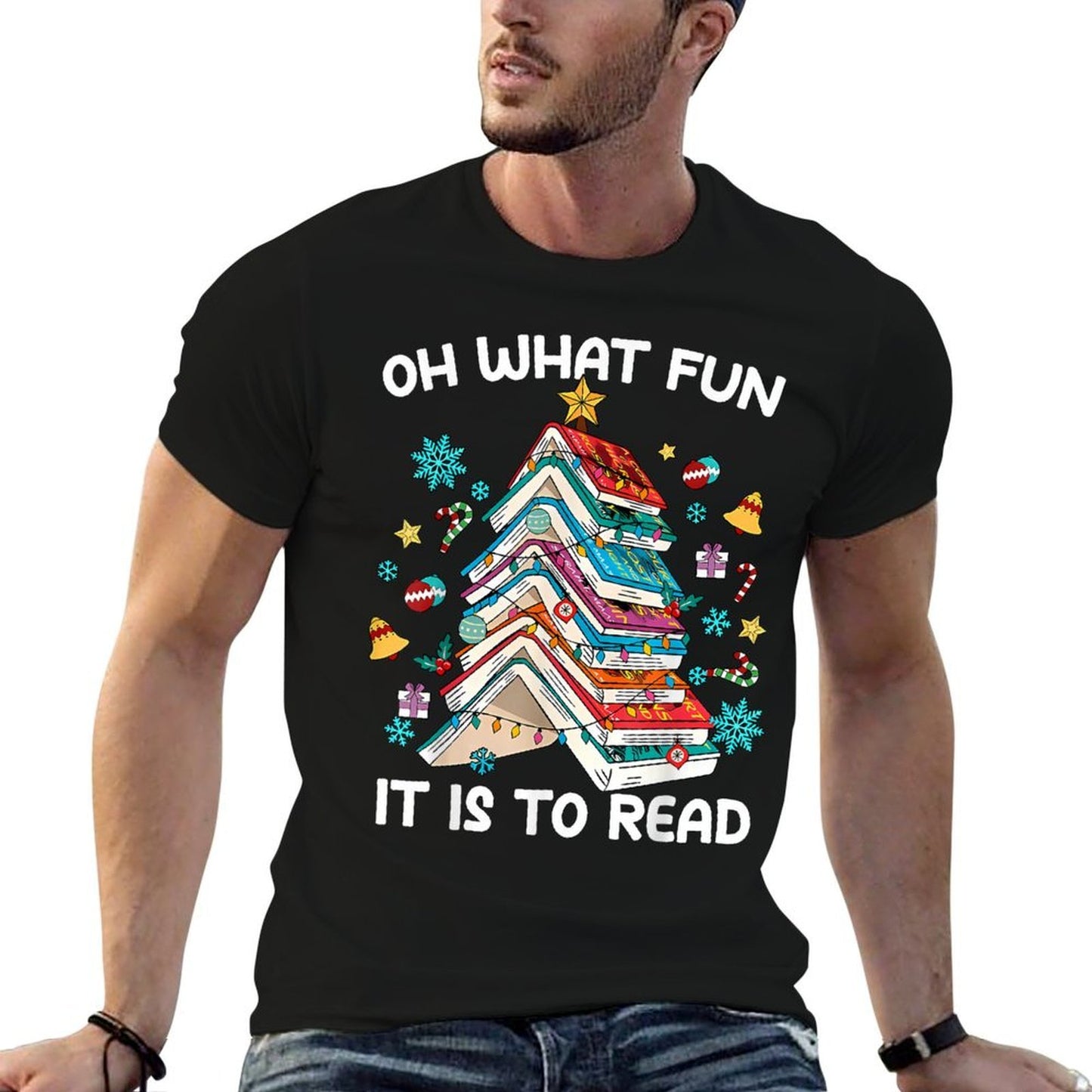 Oh What Fun It Is to Read Book Tree Lights for Everyone  Wrinkle-resistant T-Shirt