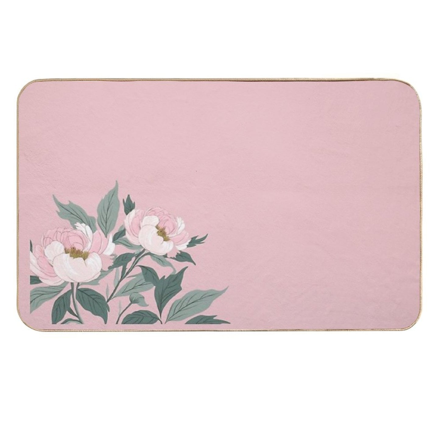 Pink Peony Elegance  Easy Maintenance Bath Mat